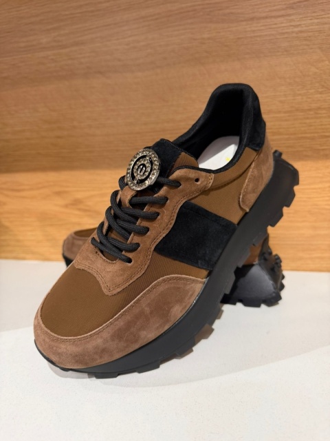 Brązowe Sneakersy ze skóry naturalnej GD-XF-112