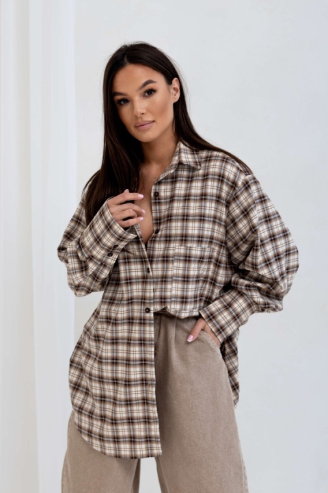 Koszula AURA Brązowo - beżowa