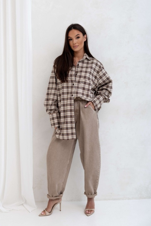 Koszula AURA Brązowo - beżowa