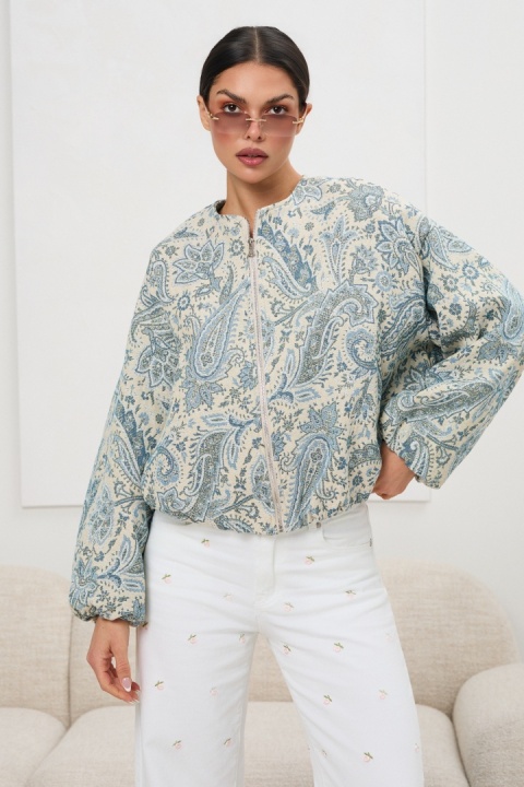 Kurtka bomberka -niebieski print