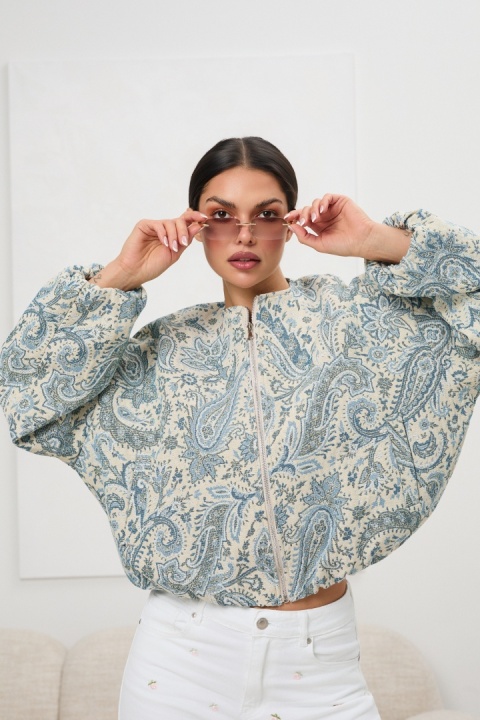 Kurtka bomberka -niebieski print