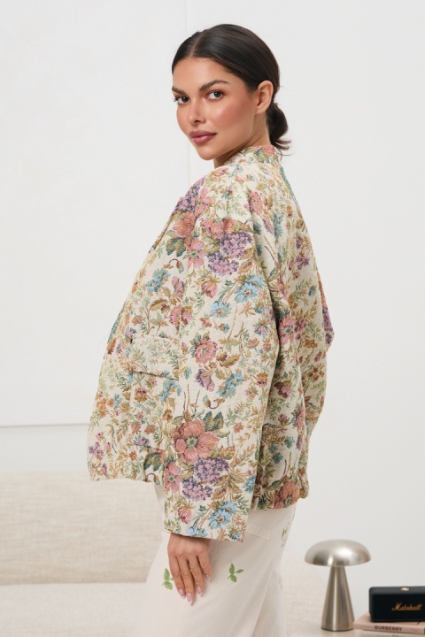 Kurtka żakardowa - kwiatowy print