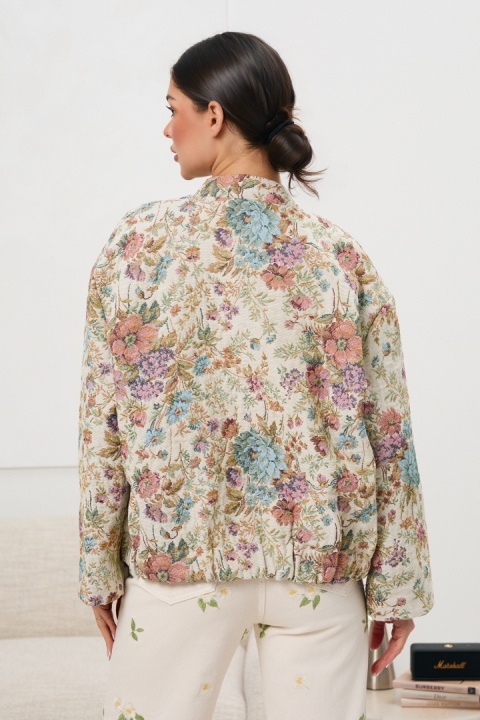 Kurtka żakardowa - kwiatowy print