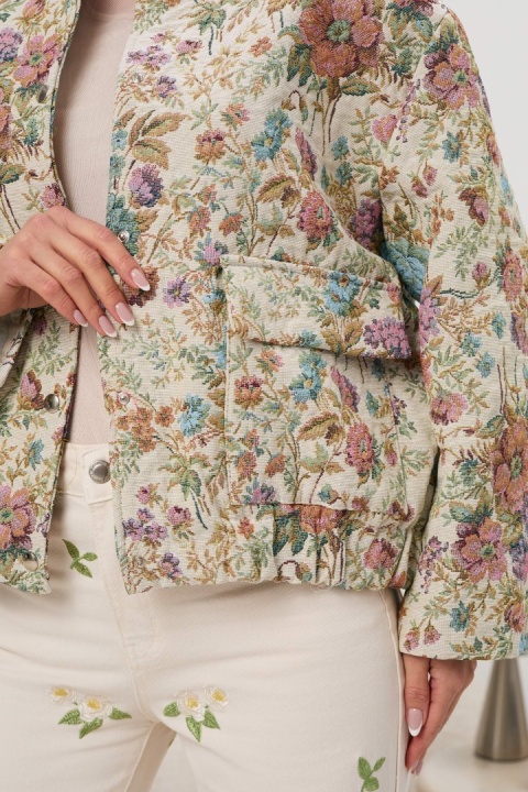 Kurtka żakardowa - kwiatowy print