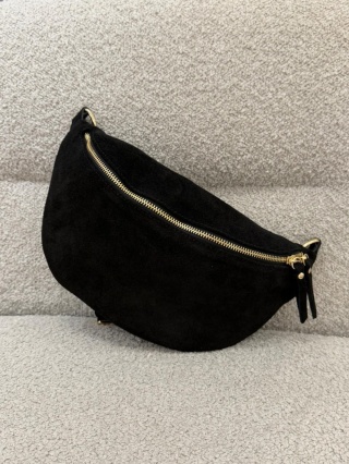 SKÓRZANA NERKA ZAMSZOWA CZARNA