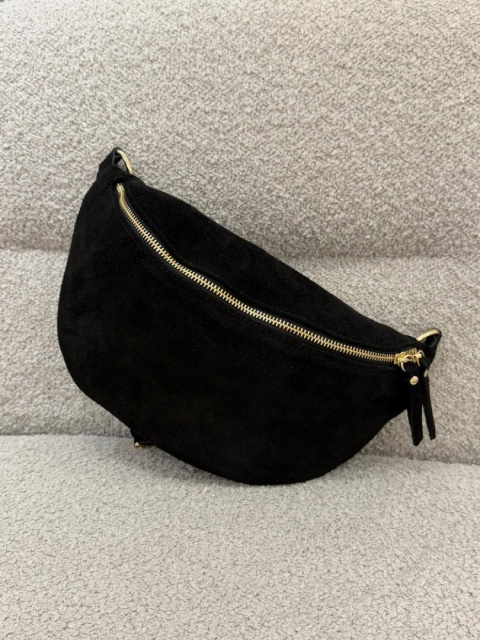 SKÓRZANA NERKA ZAMSZOWA CZARNA