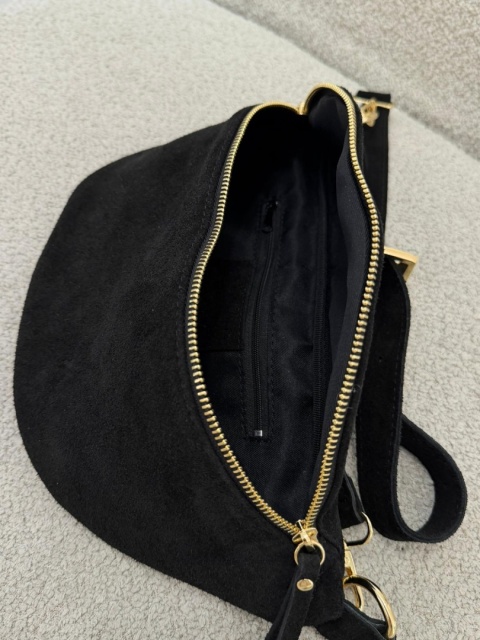 SKÓRZANA NERKA ZAMSZOWA CZARNA