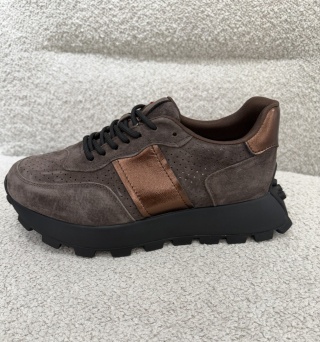 Sneakersy COFFEE-GOLD ze skóry naturalnej GD-XF-241