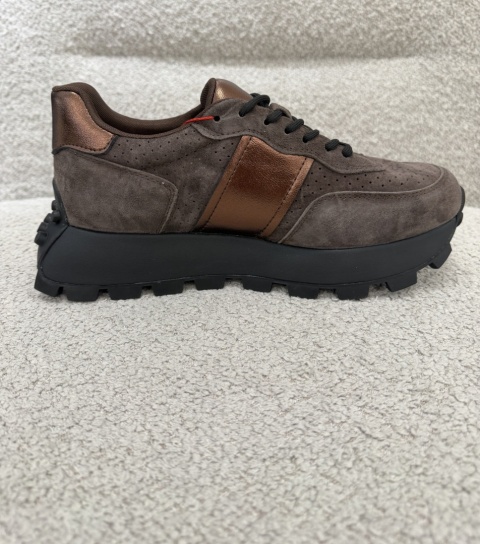 Sneakersy COFFEE-GOLD ze skóry naturalnej GD-XF-241