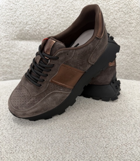 Sneakersy COFFEE-GOLD ze skóry naturalnej GD-XF-241