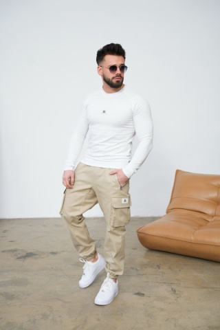 T-SHIRT LONGSLEEVE MĘSKI BG DOOM | BIAŁY