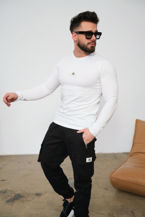 T-SHIRT LONGSLEEVE MĘSKI BG DOOM | BIAŁY