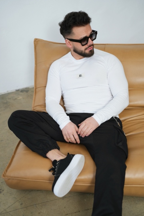 T-SHIRT LONGSLEEVE MĘSKI BG DOOM | BIAŁY