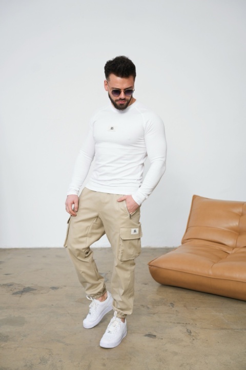 T-SHIRT LONGSLEEVE MĘSKI BG DOOM | BIAŁY