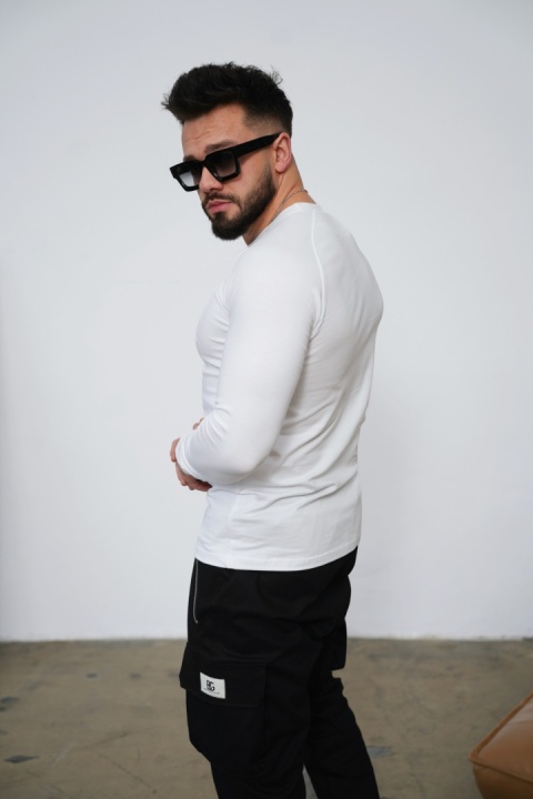 T-SHIRT LONGSLEEVE MĘSKI BG DOOM | BIAŁY