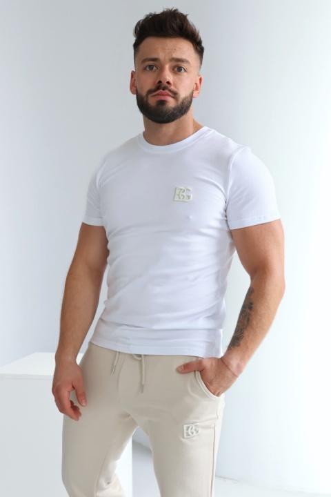 T-SHIRT MĘSKI BG BOND | BIAŁY-JASNY BEŻ
