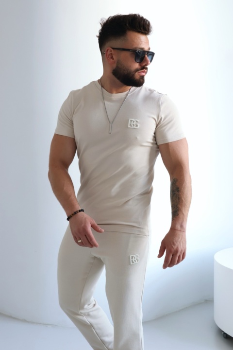 T-SHIRT MĘSKI BG BOND | JASNY BEŻ