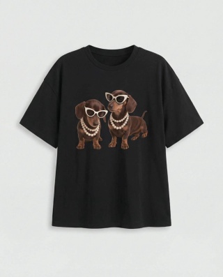 T-shirt z pieskami czarny Cocomore