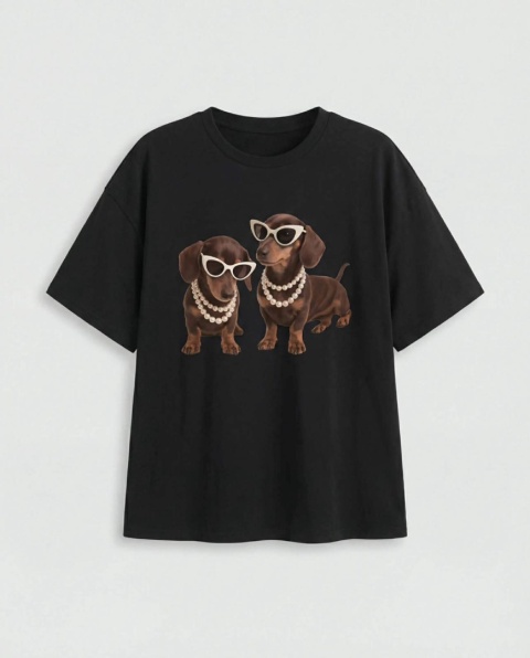 T-shirt z pieskami czarny Cocomore