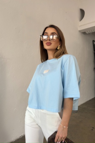 T-SHIRT DAMSKI BG ESME | BŁĘKITNY