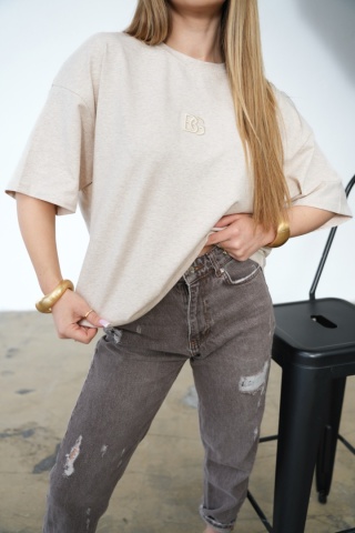 T-SHIRT DAMSKI BG OCEAN | BEŻ MELANŻ