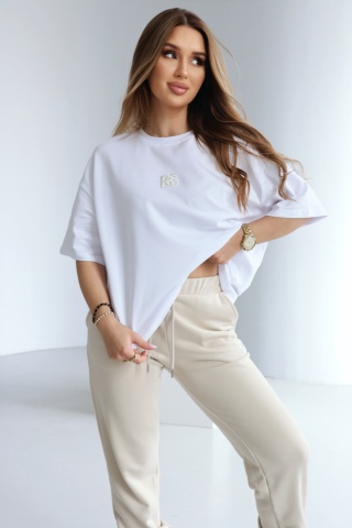 T-SHIRT DAMSKI BG OCEAN | BIAŁY-JASNY BEŻ
