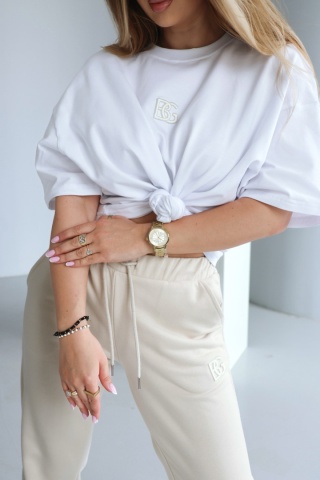 T-SHIRT DAMSKI BG OCEAN | BIAŁY-JASNY BEŻ