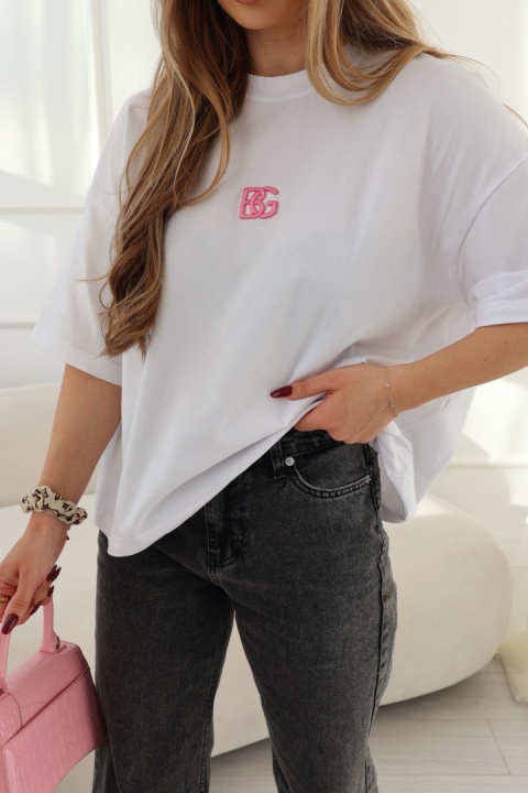 T-SHIRT DAMSKI BG OCEAN | BIAŁY-RÓŻ