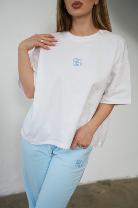 T-SHIRT DAMSKI BG OCEAN | BIAŁY-BŁĘKIT