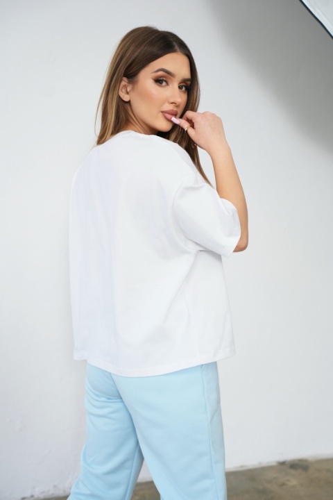 T-SHIRT DAMSKI BG OCEAN | BIAŁY-BŁĘKIT