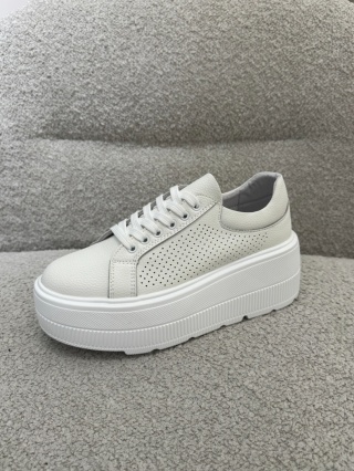 Białe sneakersy na platformie - GD-LX1199