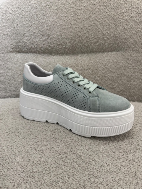 Białe sneakersy na platformie Miętowe - GD-LX1199