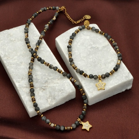 Bransoletka z agatami i muszlą B97681