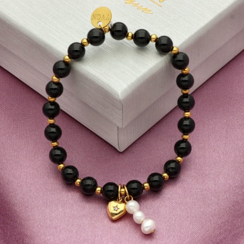 Bransoletka z agatami i perłami B97693