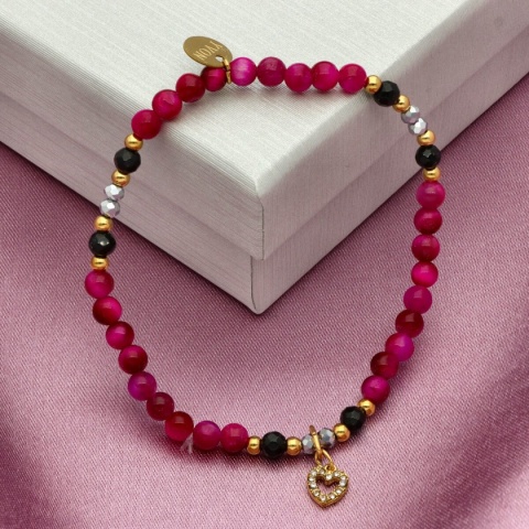 Bransoletka z różowym tygrysim okiem B97683