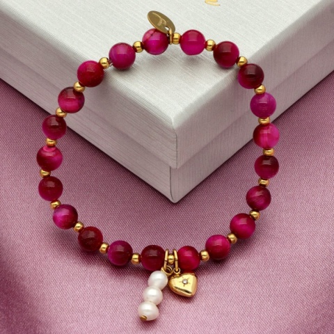 Bransoletka z różowym tygrysim okiem B97694