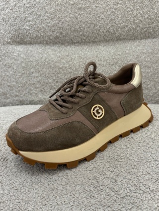 Brązowe Sneakersy ze skóry naturalnej GD-XF-152