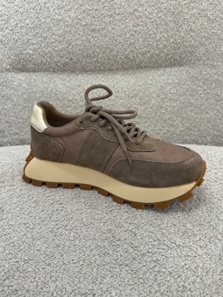 Brązowe Sneakersy ze skóry naturalnej GD-XF-152