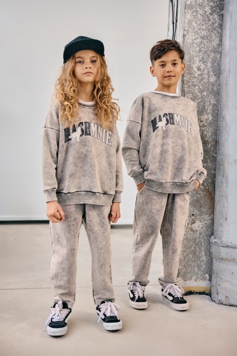 Komplet MASHMNIE farbowany szaro-beżowy