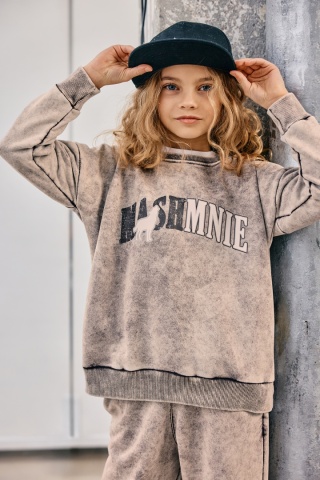 Komplet MASHMNIE farbowany szaro-beżowy