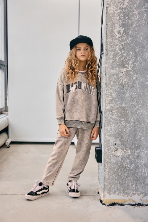 Komplet MASHMNIE farbowany szaro-beżowy