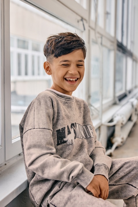 Komplet MASHMNIE farbowany szaro-beżowy