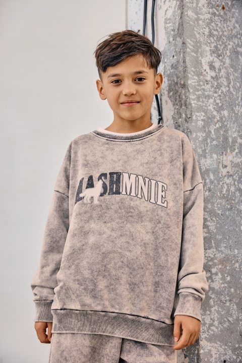 Komplet MASHMNIE farbowany szaro-beżowy