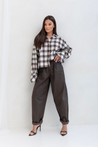 Koszula AVA brązowo-kremowa