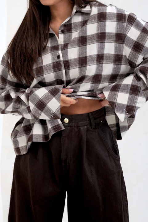 Koszula AVA brązowo-kremowa