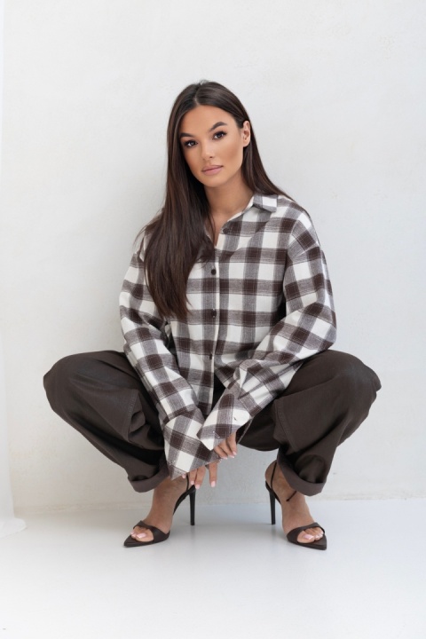 Koszula AVA brązowo-kremowa