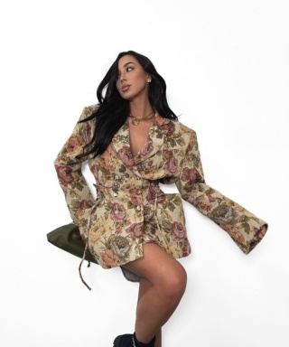 MARYNARKA LAMILLA ROZALIA ŻAKARD KWIATY