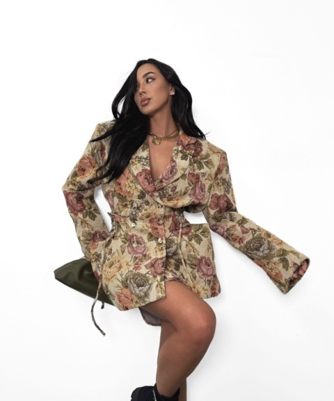 MARYNARKA LAMILLA ROZALIA ŻAKARD KWIATY