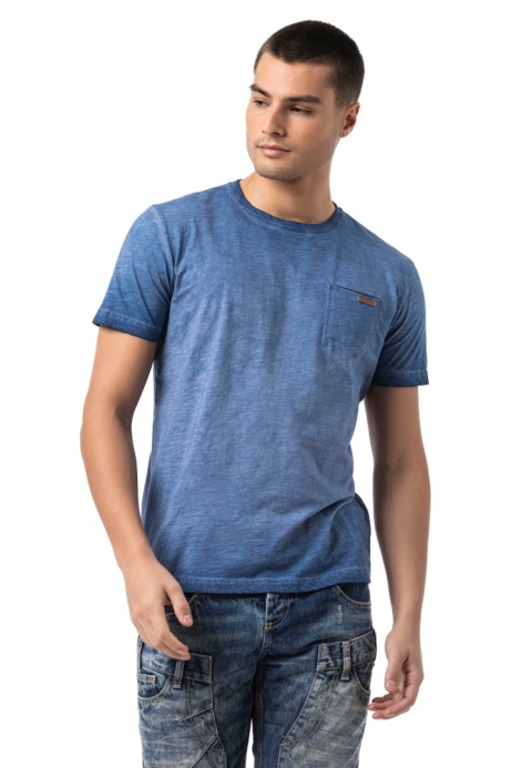 Męska koszulka CIPO BAXX CT810 NAVY BLUE