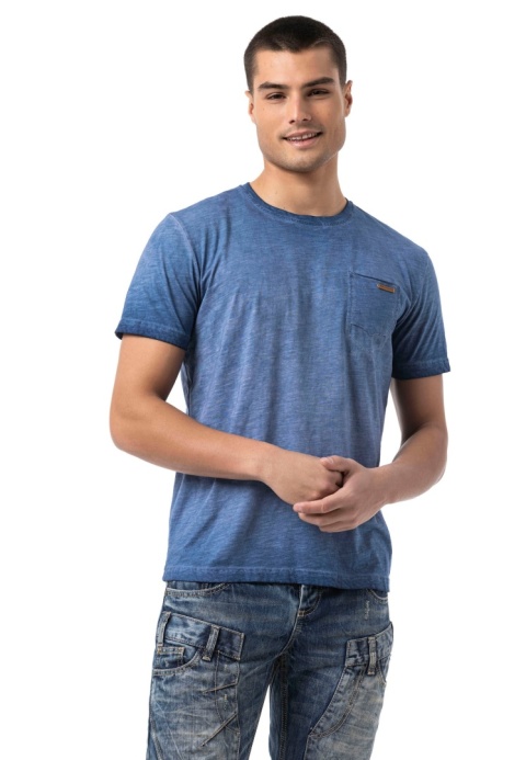 Męska koszulka CIPO BAXX CT810 NAVY BLUE